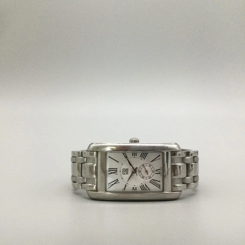 ESQ By Movado Womens Watch 23mm Tank White Dial Stainless New Battery 6